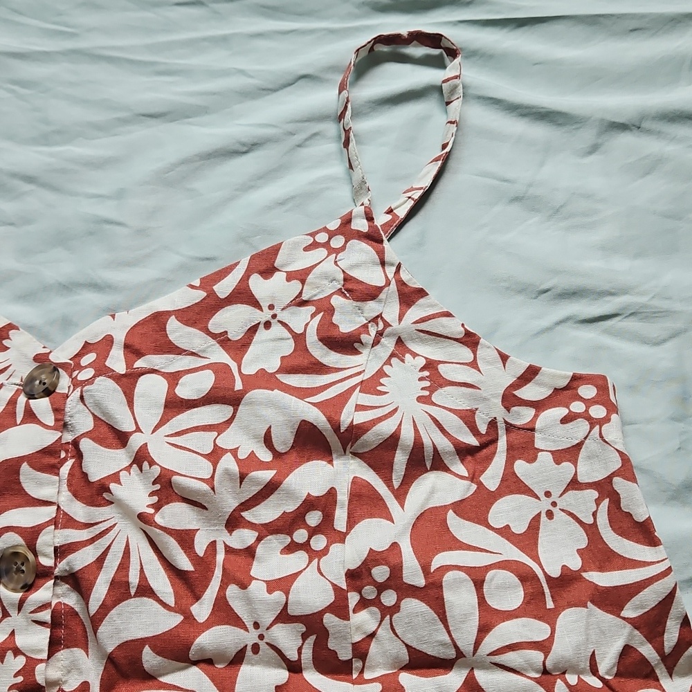 Marine Layer Coral and White Floral Tank Top, Size L - Picture 4 of 10